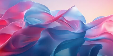 Generative AI illustration of colorful abstract background with pink and blue multicolored wavy surfaces