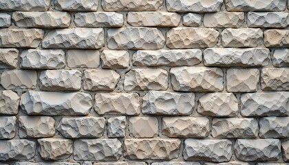 Obraz premium Textured light-colored stone wall with uneven surfaces showcasing natural beauty 