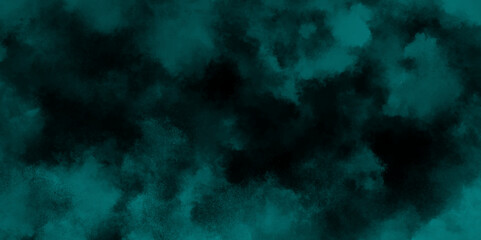 abstract cloud and vapor texture background. Black and Green smoke aquarelle smudge illustration smooth grungy smokey light pastel colors ink glow. Teal color powder explosion	
