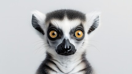 Curious Lemur on White Background