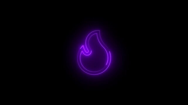Neon calories icon glowing black background animation