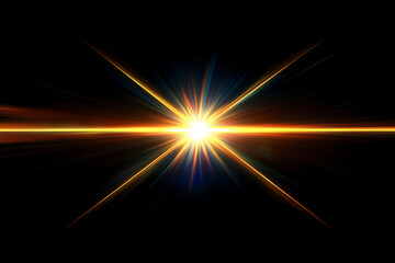 Obraz premium Gold lens flare effects, on a black background, for overlay or screen filter