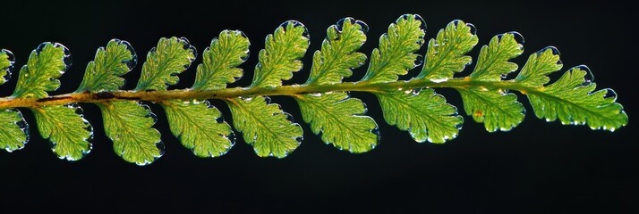 Close-up of fern leaves with a dark background.