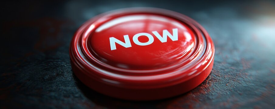A 3D rendered red button with the words ACT NOW symbolizes urgency, immediate action, response, and the importance of taking swift decisive steps, Generative AI