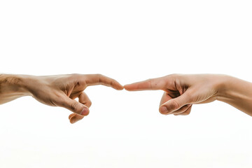cropped view of man and woman holding fingers isolated on white