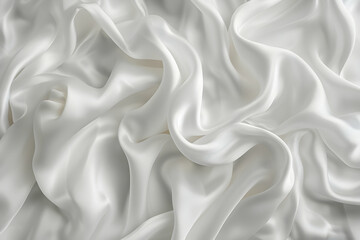 Obraz premium close up view of white soft and crumpled silk cloth