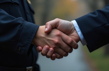 Police officer and civilian shaking hands