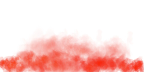 Fantastic red smoke. Magic smoke. Smog cloud on podium or stage. Fog vapor over ground or water surface, magic haze. PNG.