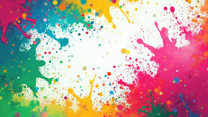 Obraz premium Colorful spray fluo paint digital art background, 16:9 widescreen, 300 dpi, with free space for text