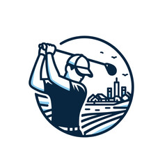 minimalistic golf player isolated vector illustration emblem 