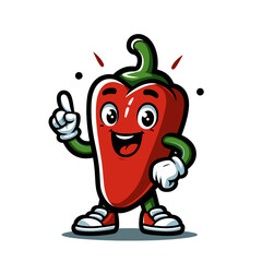 Happy funny pepper mascot character. Isolated vector illustration