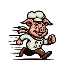Fototapeta premium Modern hog or pig chef character mascot. Isolated vector illustration