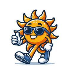 Cartoon sun character mascot isolated vector illustration