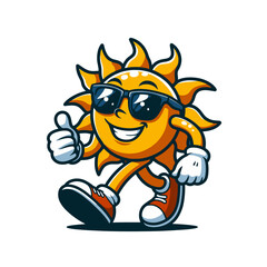 Cartoon sun character mascot isolated vector illustration