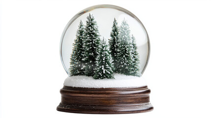 beautiful snow globe featuring snow covered trees, evoking winter wonderland