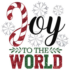 Christmas glittery t-shirt graphic featuring the phrase Joy to the World.