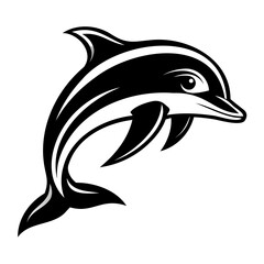 Dolphin vector illustration black silhouette with transparent background