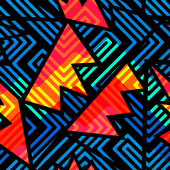 Sport geometric triangles. Seamless pattern