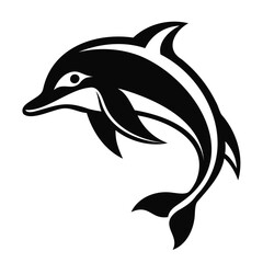 Dolphin vector illustration black silhouette with transparent background