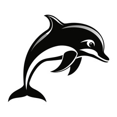 Obraz premium Dolphin vector illustration black silhouette with transparent background