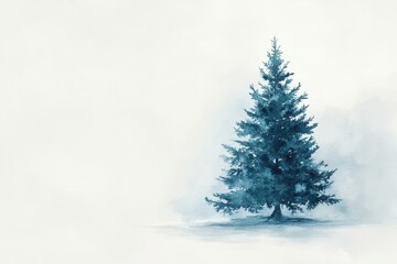 Simple and elegant watercolor painting of a christmas tree, perfect for holiday greetings and winter-themed projects