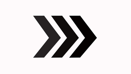 Sign of arrow for direction in way or path concept.Moving pointer arrow icon with black background.