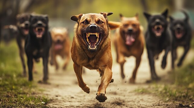 friends comes across a pack of aggressive dogs 