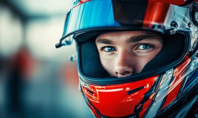 Driving with Intensity: Racer in Helmet on the Track, Generative AI