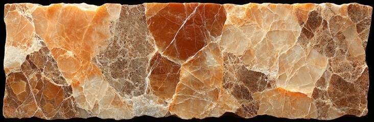 Fototapeta premium A close-up view of a polished piece of orange-brown onyx stone with natural patterns.