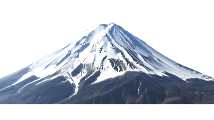 A realistic PNG of Mount Fuji in Japan, isolated on white background