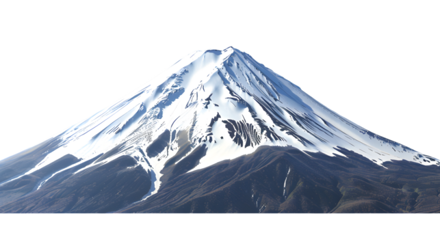 A realistic PNG of Mount Fuji in Japan, isolated on white background