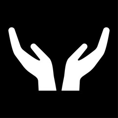 Care icon with hands gesture. Cupped hands symbolizing support, care, protection. Vector Illustration