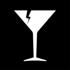 Fragile icon. Broken cocktail glass as symbol of fragile cargo. Vector Illustration