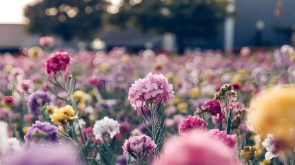 Captivating Macro of Flower Fields in Sunlight: AI-Enhanced Spring and Fall Gardens.

Flower field in sunlight, a perfect mix of spring and fall colors in an AI-generated meadow.