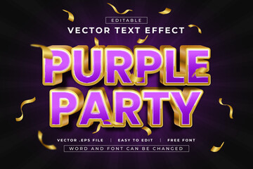 Fototapeta premium Vector Purple Party 3D editable text effect