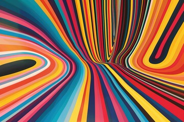 elegant warped lines colorful background. contemporary modern conceptual creative backdrop with multicolor variable width stripes