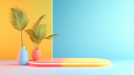 Fototapeta premium A minimalist graphic design with a single neon accent, showcasing the impactful use of color in contemporary design.