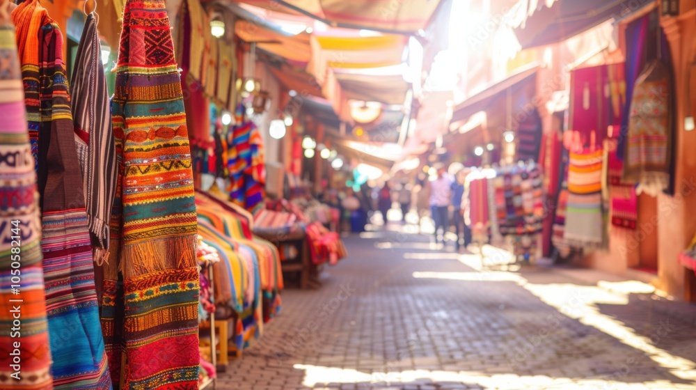 Aufkleber a stunning view of the bustling market streets and colorful architecture of marrakech with tradition