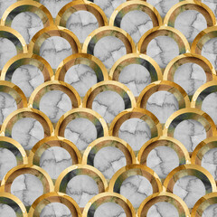 Watercolor textured natural stone wall formed from fish scale tiles arranged into a geometric pattern  © Елена Фаенкова