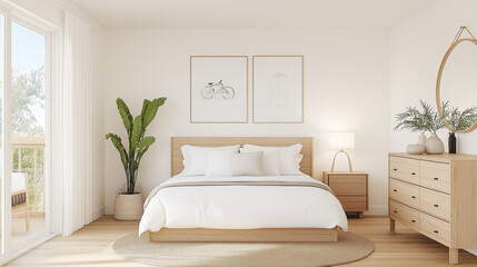Fototapeta premium Small Bedroom in a condo clean design light