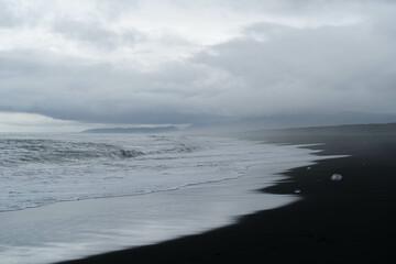 On the black sand coast of Iceland