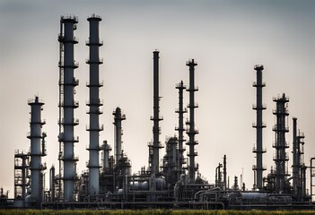 High-tech oil refinery isolated on a white background, showcasing advanced industrial equipment and refinery infrastructure for optimal energy production