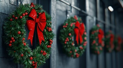 Christmas Wreaths Decorate a Steel Mill for the Holidays