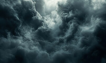 Obraz premium Dramatic Monochrome Swirling Smoke Clouds - Conceptual Atmospheric Abstract Background with Dark and Mysterious Aesthetic, Generative AI