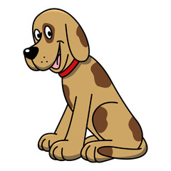 Cane marrone che ride. Disegno simpatico stile fumetto vettoriale editabile