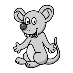 Obraz premium Topo grigio che ride. Disegno simpatico stile fumetto vettoriale editabile