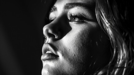 Fototapeta premium Portrait of a woman's face in monochrome tones