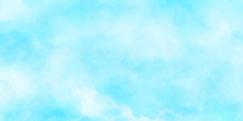 Abstract wall and grunge watercolor soft colorful blue sky, cloud aquarelle surface beautiful landscape wall canvas view cloudy light summer texture wallpaper design.	
