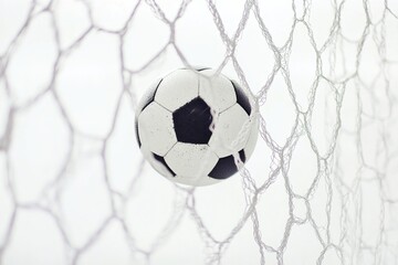 Naklejka premium A soccer ball is scored into a soccer goal