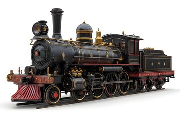 Obraz premium Highly Detailed Classic 19th-Century Steam Locomotive Model with Brass Accents